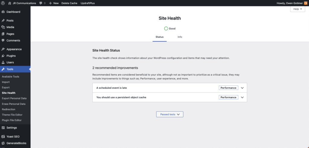 Performance Lab Site Health Plugin Screenshot